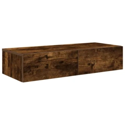 Afbeelding van Wandschap met lades 80x33x17 cm bewerkt hout gerookt eikenkleur