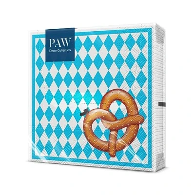 Afbeelding van PAW papieren handdoek, 3 laags (33 x 33 cm), 20 stuks, het is tijd om te feesten Tafel servetten, Oktoberfest, Ontmoeting met Vrienden, Barbecue, Oktoberfest (Bavarian Pretzel)