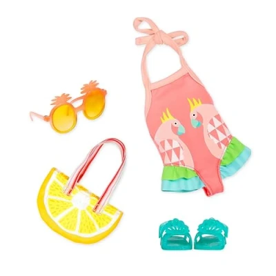 Afbeelding van Glitter Girls Doll Clothes Zwempak Outfit Zonnebril, Tote Bag, Sandals Strandaccessoires 3 jaar + Ray Of Light, GG50111Z, verschillende kleuren