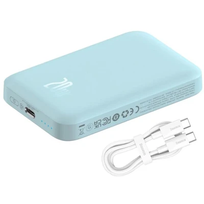 Afbeelding van Baseus Mini 6.000 mAh Powerbank Blauw Compact Met MagSafe &amp; Fast Charge 20W USB C Geschikt voor Apple iPhone en andere smartphones