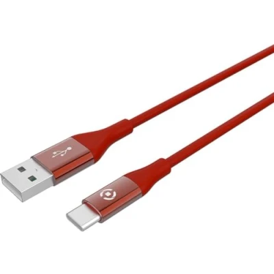 Afbeelding van USB Kabel Type C, 3 meter, Rood Siliconen Celly Feeling