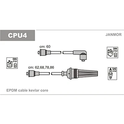 Afbeelding van JANMOR CPU4 Bougiekabelset PEUGEOT: 205 II Hatchback, Convertible, I Hatchback