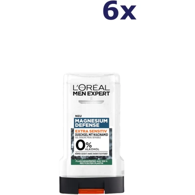 Afbeelding van L&#039;Oréal Men Expert Sensitiv douchegel en shampoo voor mannen, douchebad lichaam, haar gezicht, lichaamsverzorging de gevoelige huid met niacinamide zonder alcohol, magnesium