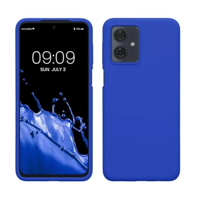 Afbeelding van kwmobile telefoonhoesje geschikt voor Motorola Moto G54 5G Hoesje met siliconen coating Smartphone case in Baltisch blauw