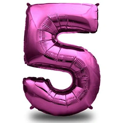 Afbeelding van envami® Verjaardagsballon, 5 jaar, roségoud, 101 cm, cijferballon, decoratieve verjaardagsset voor meisjes, Happy Birthday decoratie/ballon, zweeft dankzij helium