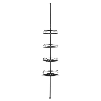 Afbeelding van SONGMICS doucherek, badkamerrek zonder boren, hoogte 80 tot 323 cm, 4 niveaus, telescopisch voor badkamer, inktzwart BCB003B01