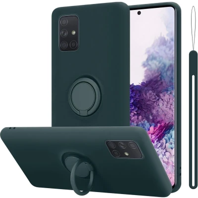 Afbeelding van Cadorabo Hoesje geschikt voor Samsung Galaxy A71 4G in LIQUID GROEN Beschermhoes van flexibel TPU silicone Case Cover met ring
