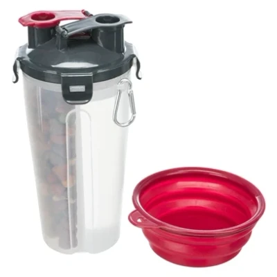 Afbeelding van Trixie Waterfles / Voerfles Inclusief Reisbak Kunststof Silicone 2X350 ML 11X11X23 CM