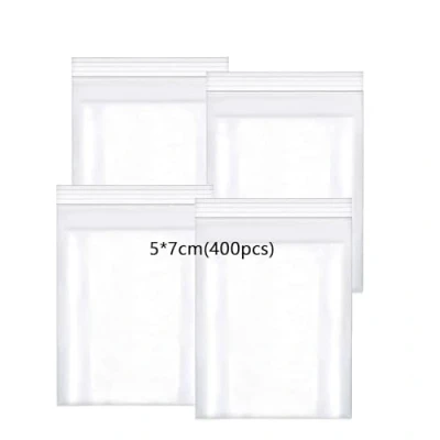 Afbeelding van huruirui 5 x 7 cm/400 stuks transparante kunststof zakken met ritssluiting, hersluitbaar, kleine verpakking, plastic sterk en robuust, voor het luchtdicht opbergen van