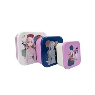 Afbeelding van My sweety pop Set van 3 snackboxen Frozen stapelbare lunchbox 11,5 cm kinderen kleuterschool, school, vakantie paars/wit