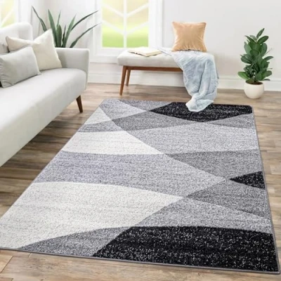 Afbeelding van Paco Home Vloerkleed Woonkamer Laagpolig Patroon Abstract Geometrisch Gegolfd 160x220 cm