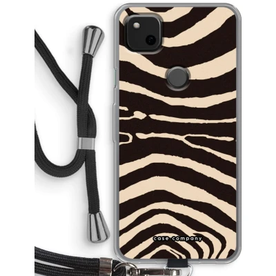 Afbeelding van Case Company® hoesje met Koord geschikt voor Google Pixel 4a Arizona Zebra Telefoonhoesje Zwart Bescherming aan alle Kanten en Over de Schermrand