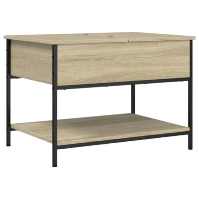 Afbeelding van Salontafel 70x50x50 cm bewerkt hout en metaal sonoma eikenkleur