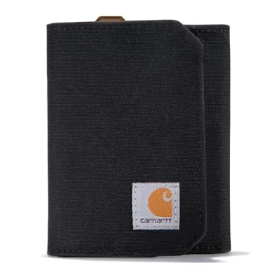 Afbeelding van Carhartt Trifold, duurzame herenportemonnee, Eend van nylon (zwart), Taille unique, opvouwbare portemonnee heren leer canvas