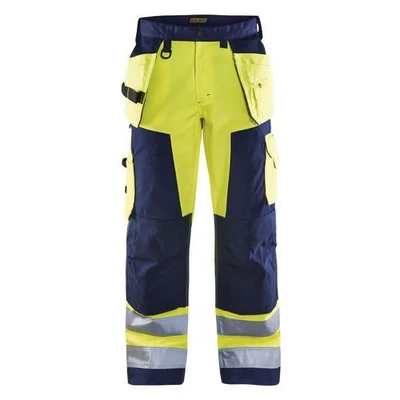 Image de Pantalon artisan haute visibilité jaune fluorescent/marine