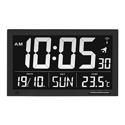 Afbeelding van TFA Dostmann 60.4505 digitale wandklok Vesuv (zwart met batterijen)