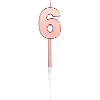 Afbeelding van Folat Verjaardagskaars 6 Roségoud Metallic