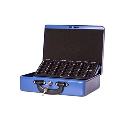 Image de Maul coffret caisse avec monnayeur, bleu pour le marché d l a f dimensions (l)300 x (p)245 (h)93 mm en acier laqu