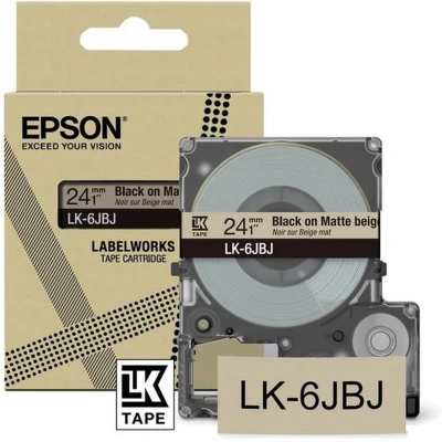 Afbeelding van Epson, Etiketteringstape, LabelWorks LK 6JBJ Zwart op mat (2.40 cm, Zwart, Beige)