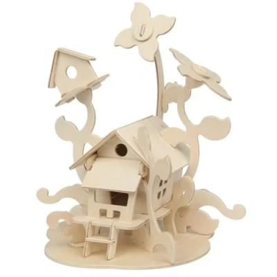 Afbeelding van Marabu Kids 3D puzzel DIY Hout Feeën huis 23x21cm knutselset