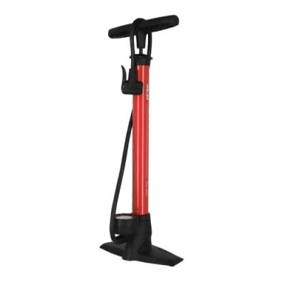 Afbeelding van XLC PU S04 Delta Fietspomp Staal/PVC Vloerpomp met Manometer Rood