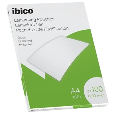 Afbeelding van Ibico Lamineerhoezen A4, 200 micron (2 x 100), hoge bescherming en duurzaamheid van documenten, 100 stuks, glanzend, transparant, 627317