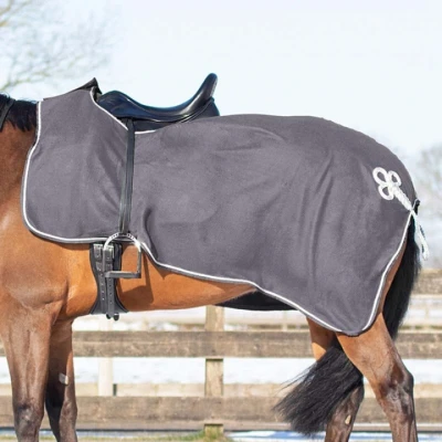 Afbeelding van Qhp Uitrijdeken Fleece Ornament Grijs zilver xl