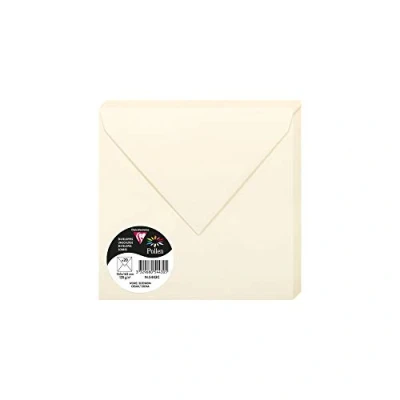 Image de Clairefontaine 5443C Paquet de 20 Enveloppes Gommées Format Carré 16,5x16,5cm 120g/m² Coloris Ivoire Invitation Evènements et Correspondance Gamme Pollen Papier Premium Lisse