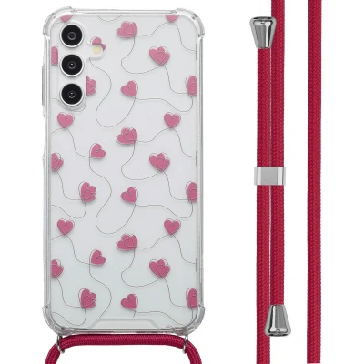Afbeelding van imoshion Hoesje Geschikt voor Samsung Galaxy A15 (5G) Design met Koord Dusty Rose Connected Hearts