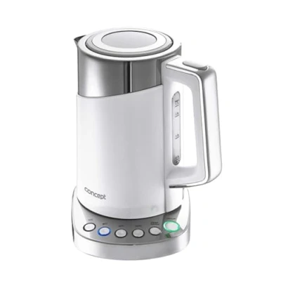 Image de CONCEPT électroménager RK3170 Bouilloire inox Cool Touch 17 litre blanche regulation de la temperature fonction maintien au chaud 2200 W Filtre anticalcaire design élégant