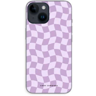 Afbeelding van Case Company® hoesje geschikt voor iPhone 14 Grid Paars Soft Cover Telefoonhoesje Bescherming aan alle Kanten en Schermrand