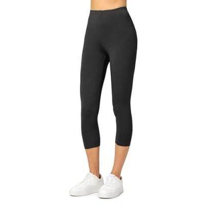 Afbeelding van Merry Style MS MS10 144 LE Dames Capri Leggings Sport Vrijetijdsbroek 3/4 Lengte Viscose Sporbroek Yogabroek Zwart XXL