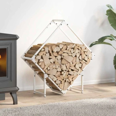 Afbeelding van Brandhoutrek 80x25x80 cm koudgewalst staal wit