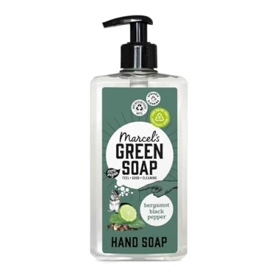 Afbeelding van Marcel&#039;s Green Soap Handzeep met zwarte peper en bergamot Vloeibare zeepdispenser Veganistisch 97% biologisch afbreekbaar 500 ml