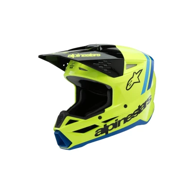 Afbeelding van Alpinestars 2025 Supertech M3 Radium Jeugd Crosshelm Fluor Geel / Zwart Blauw maat YS