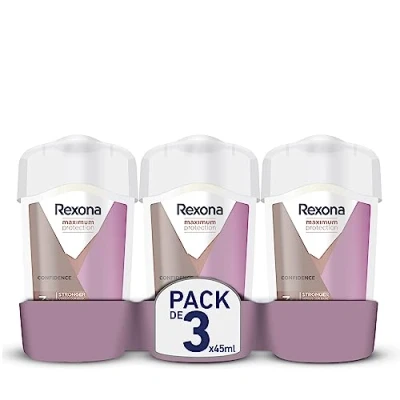 Afbeelding van Rexona Confidence Antitranspirant deodorantstick, 96 uur, 45 ml, 3 stuks