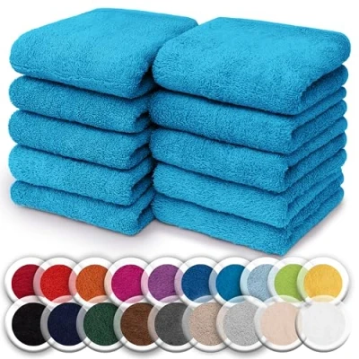 Image de NatureMark Lot de 10 débarbouillettes en Tissu éponge, 100% Coton, 30 x cm, Turquoise