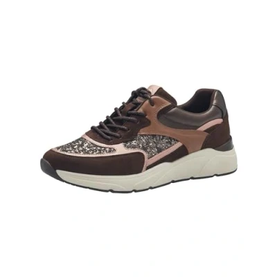 Afbeelding van Tamaris Sneakers laag, Dames, Maat: 39, Mocca Imitatieleer/ textiel