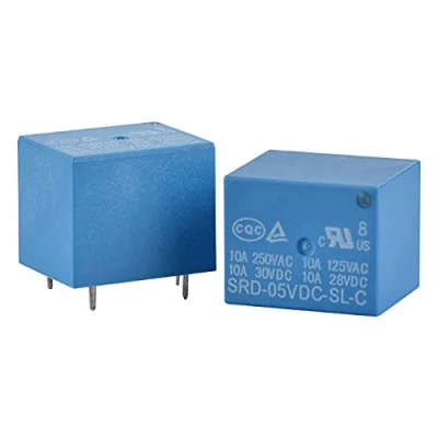 Afbeelding van Heschen vermogensrelais voor printplaat, nr. SRD 05 VDC SL C, slangspanning 5 VDC, SPDT, 10 A, 250 VAC relaisklemmen, 2 stuks