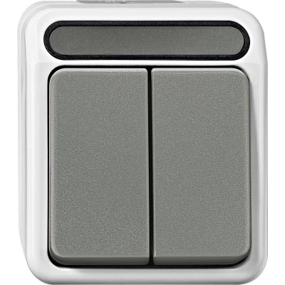 Afbeelding van Merten 4074980 AquaStar Compleet Serieschakelaar spatwaterdicht Lichtgrijs 1 stuks