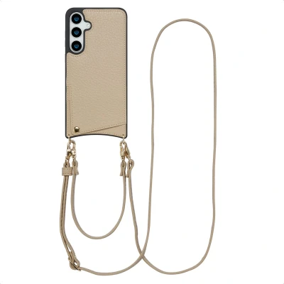 Afbeelding van Selencia Nova Telefoonhoes met Koord en Pashouder voor de Samsung Galaxy S24 Plus / S25 Beige