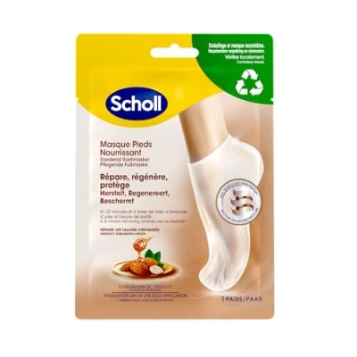 Afbeelding van Scholl voedend voetenmasker 20 minuten masker honing amandel 1 paar voor voeten voetmaskersokken