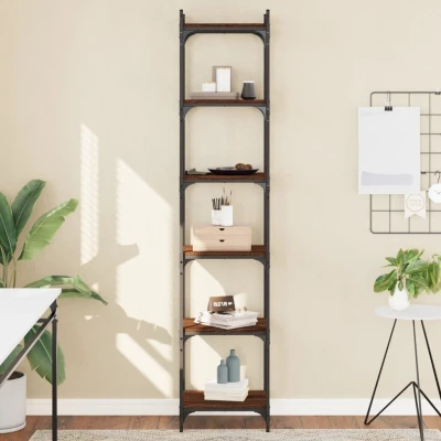 Afbeelding van Boekenkast 6 laags 40x30x188 cm bewerkt hout bruineikenkleurig