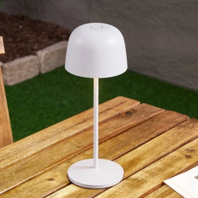 Afbeelding van Lindby LED tafellamp Arietty, wit, aluminium, 27cm, IP54