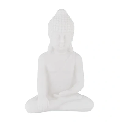 Afbeelding van Relaxdays boeddhabeeld 17 cm hoog keramiek tuinbeeld zen decoratie wit