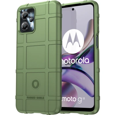 Afbeelding van iMoshion Hoesje Geschikt voor Motorola Moto G23 / G13 Siliconen Rugged Shield Backcover Groen