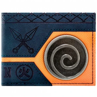 Afbeelding van Uzumaki Clan Swirl Crest Konoha Metalen Badge Bi Fold Portemonnee Embleem voor ID &amp; Kaarthouder, Blauw,