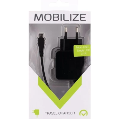 Afbeelding van Mobilize Wall Charger USB + Micro 15W 1m. Black