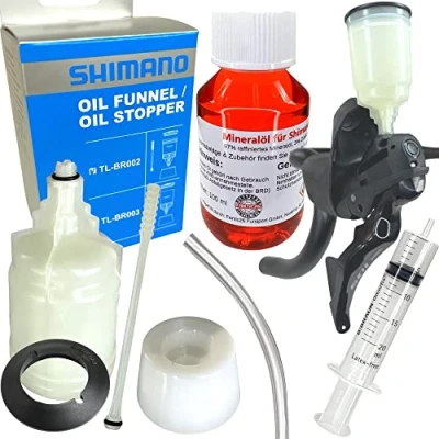 Afbeelding van Service Kit Shimano racefiets M7 x 0,75 TL BR002, Gravel / Road, schijfremmen onderhouds ontluchtingsset + 100 ml minerale olie bleeding spuit, slang, vulbeker