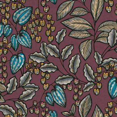 Afbeelding van SCANDINAVISCHE LOOK BLADEREN BEHANG Retro meerkleurig blauw &quot;Architects Paper&quot; A.S. Création Floral Impression